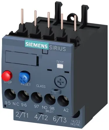 Produktfoto 1 von Siemens 3RU2 Thermisches Überlastrelais, / 0.2A 1 Schließer/1 Öffner, 690V / 200mA 3P, 76 mm x 45mm