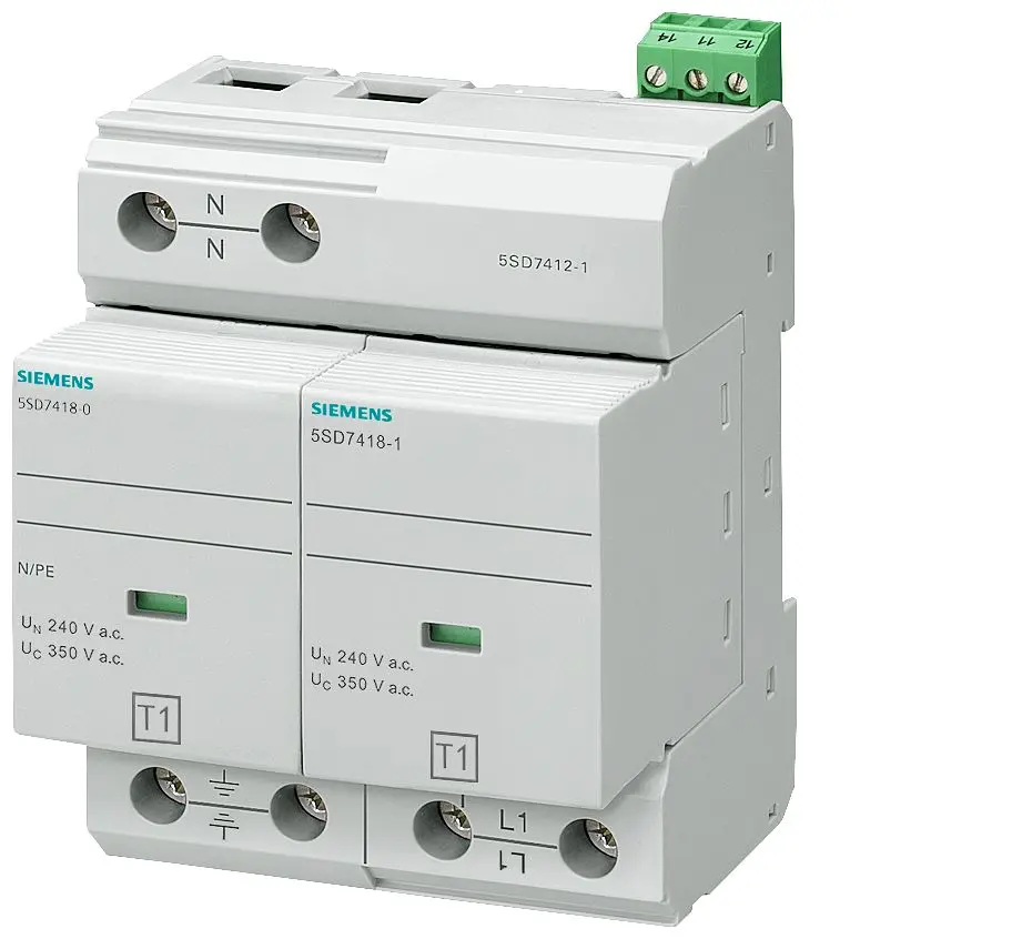 Siemens, Überspannungsschutz, 3-phasig 100 kA DIN-Hutschiene 5SD
