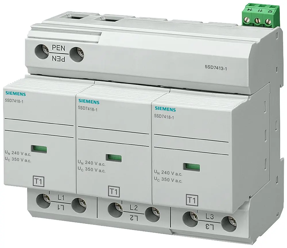 Produktfoto 1 von Siemens, Überspannungsschutz, 3-phasig 75 kA DIN-Hutschiene 5SD