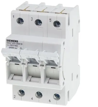 Siemens 5SG Sicherungsschalter-Trennschalter / 3-polig 16A Umschlossen, D01 Sicherungsgröße
