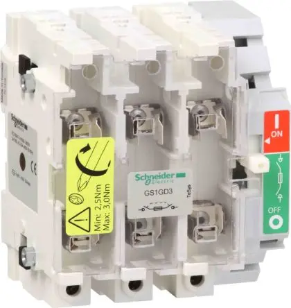 Produktfoto 1 von Schneider Electric GS1G Sicherungsschalter-Trennschalter / 3-polig 63 A 63A Umschlossen, DIN 000 Sicherungsgröße