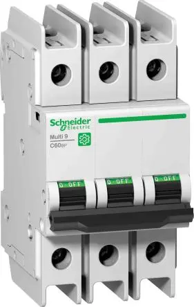 Produktfoto 1 von Schneider Electric Multi9 Miniaturüberlastschalter Typ D, Pol 3-polig 6A, Abschaltvermögen 10 kA Multi9