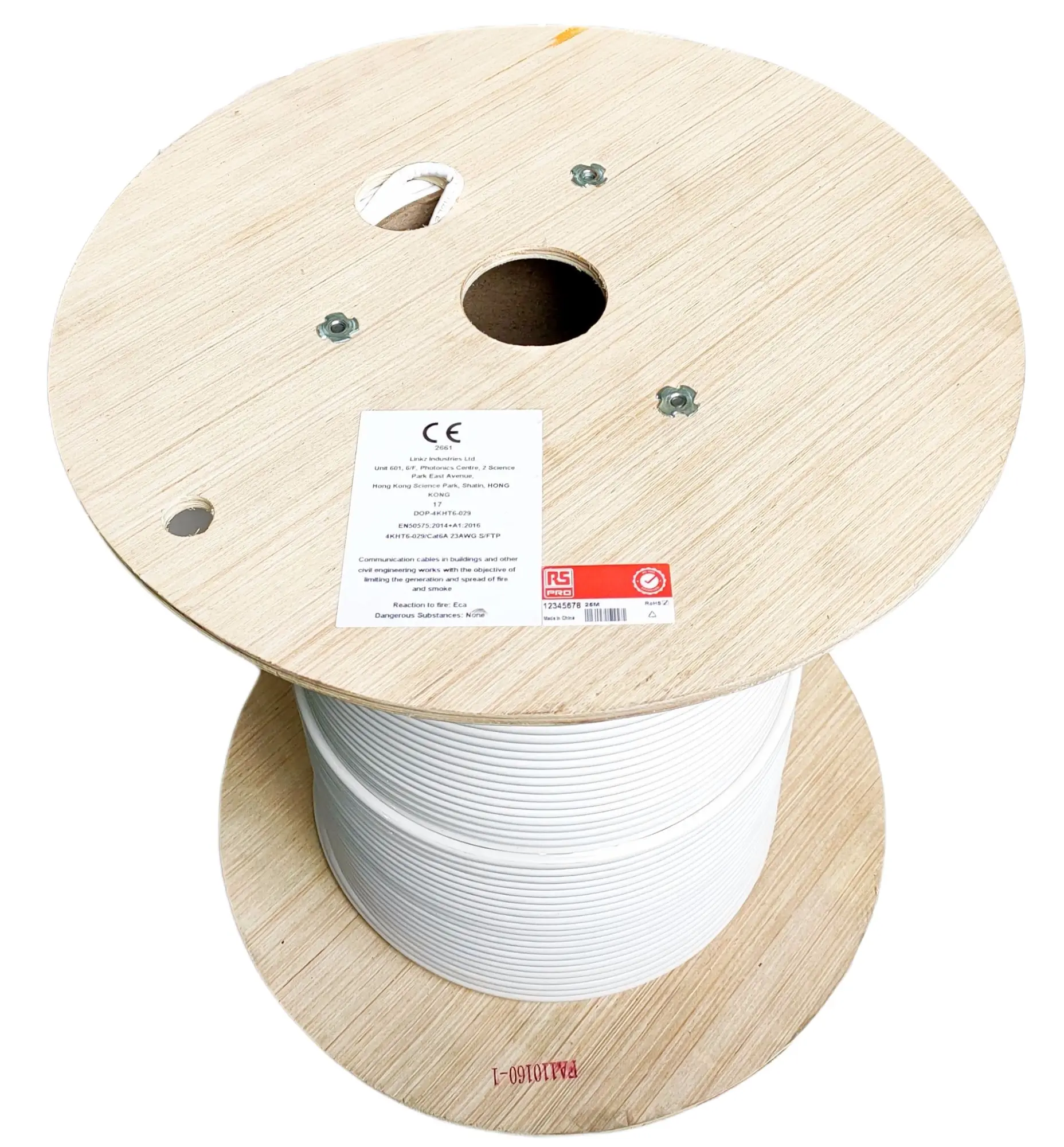 Produktfoto 1 von RS PRO Cat6a Ethernet-Kabel, 500 m, Weiß, A Fest, B Fest Abgeschirmt, Raucharm halogenfrei