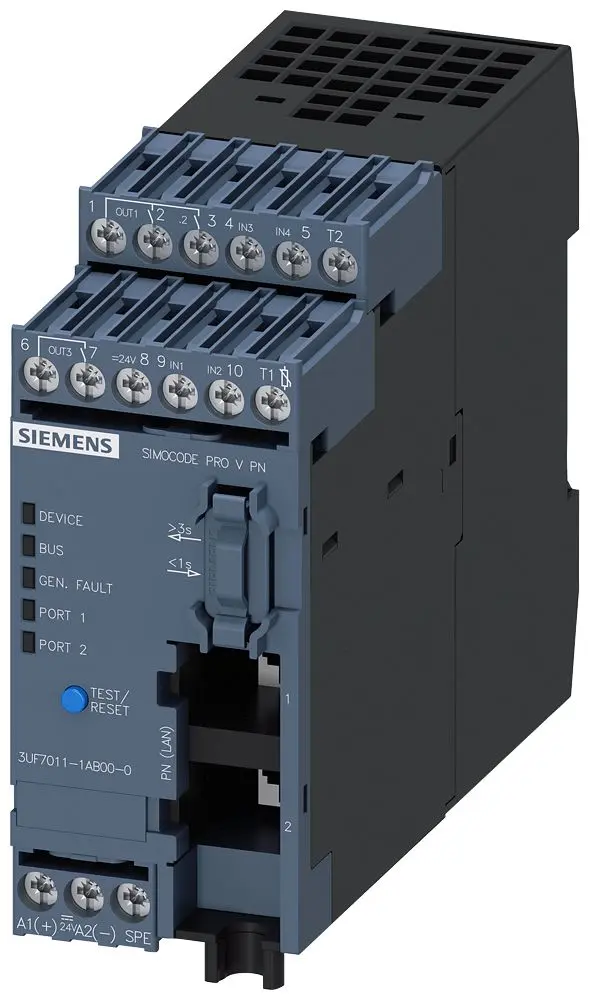 Produktfoto 1 von Siemens SIRIUS Motorüberwachungsmodul, 6 A Basis-Einheit 4 Eingänge 230 V 3-Ausg. SIMOCODE pro V PN