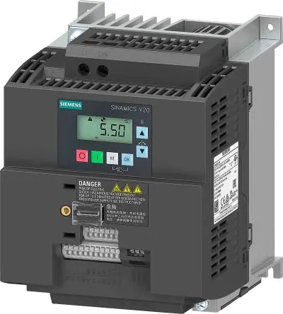 Produktfoto 1 von Siemens SINAMICS V20 1-Phasen Frequenzumrichter 2.2 kW 240V ac 7.5 A 550Hz