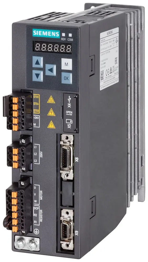 Produktfoto 1 von Siemens Servoantrieb, 1-phasig, 200/240 V / 7.8 A 0.4 kW, 170 mm x 55 mm x 170 mm