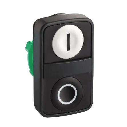 Produktfoto 1 von Schneider Electric Harmony Drucktastenkopf Ø 22 mm, Schwarz, Weiß Federrückstellung Rechteckig Rechteckig Kunststoff,