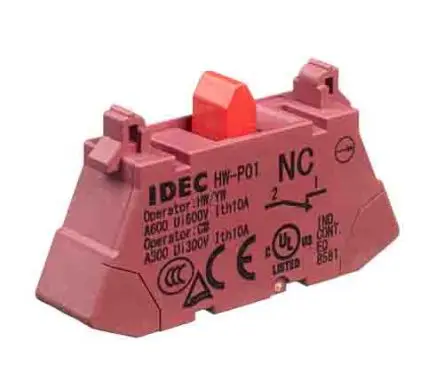 Produktfoto 1 von Idec HW Kontaktblock Blinkend Violett, Rot beleuchtet 1 Öffner 110V, 220 V, 24 V, 440 V, 48 V, 50 V Schraube