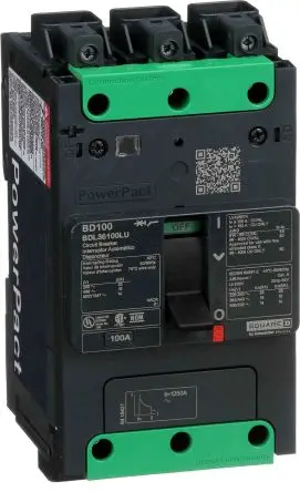 Produktfoto 1 von Schneider Electric PowerPact PowerPacT, Kompaktschutzschalter 3-polig, 100A Feststehend / Abschaltvermögen 14 kA