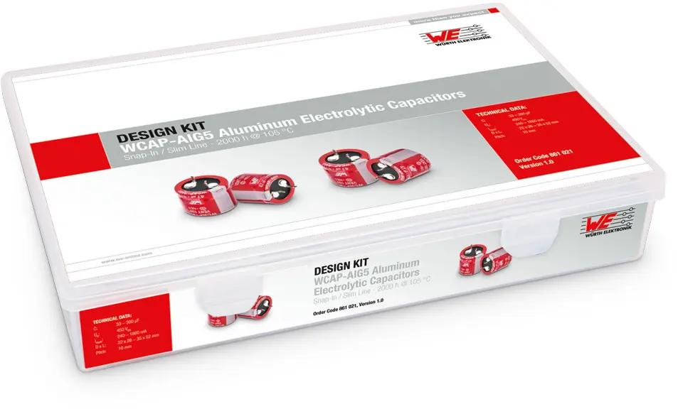 Wurth Elektronik Aluminium, Einrastmontage Kondensator-Kit, 15-teilig