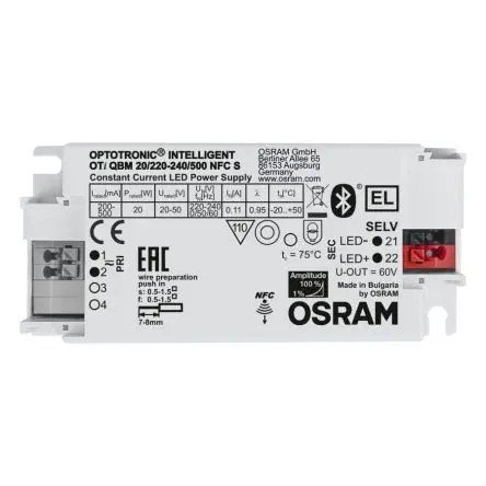 Produktfoto 1 von Osram LED-Treiber, 20 W 220V, 240 V LED-Treiber 500mA, Ausgang 300V 1 bis 100 %