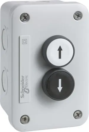 Produktfoto 1 von Schneider Electric Harmony Drucktaste-Steuerstation 1 Schließer/1 Schließer Schwarz, Weiß ABS, IP54, 2 Hellgrau Ø 22 mm