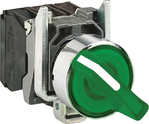 Produktfoto 1 von Schneider Electric XB4 Wahlschalter 3-Stufen Beleuchtet, 1 Schließer/1 Öffner Wurfwinkel 45 °