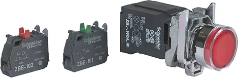 Produktfoto 1 von Schneider Electric XB4 Druckschalter Rot Beleuchtet Federrückstellung Ø 22.5 mm, 1-poliger Umschalter 240 V ac, IP69K,