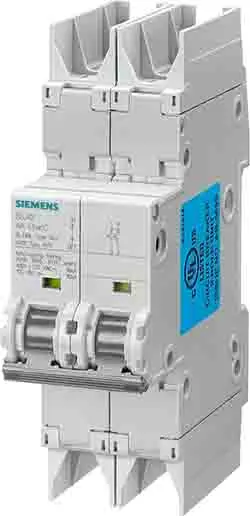 Produktfoto 1 von Siemens 5SJ4 Miniaturüberlastschalter Typ C, Pol 2-polig 10 A 400 V ac, Abschaltvermögen 14 kA SENTRON 60 V dc