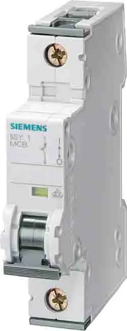 Produktfoto 1 von Siemens 5SY4 Miniaturüberlastschalter Typ C, Pol 1-polig 80 A 400 V ac, Abschaltvermögen 10 kA SENTRON 72 V dc