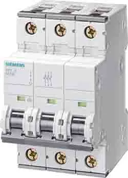 Produktfoto 1 von Siemens 5SY4 Miniaturüberlastschalter Typ C, Pol 3-polig 80 A 400 V ac, Abschaltvermögen 10 kA SENTRON 72 V dc