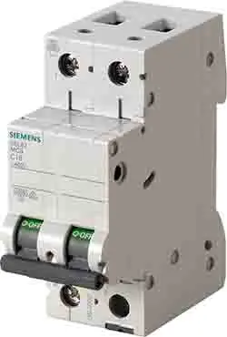 Produktfoto 1 von Siemens 5SL6 Miniaturüberlastschalter Typ B, Pol 2-polig 10 A 400 V ac, Abschaltvermögen 6 kA SENTRON 72 V dc