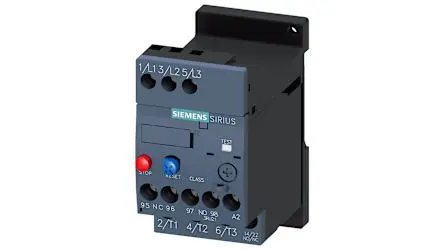 Produktfoto 1 von Siemens SIRIUS 3RU2 Thermisches Überlastrelais, / 6.3A 2.2 kW 1 Schließer/1 Öffner, 690V ac / 6.3A 3P, 76 mm x 45mm