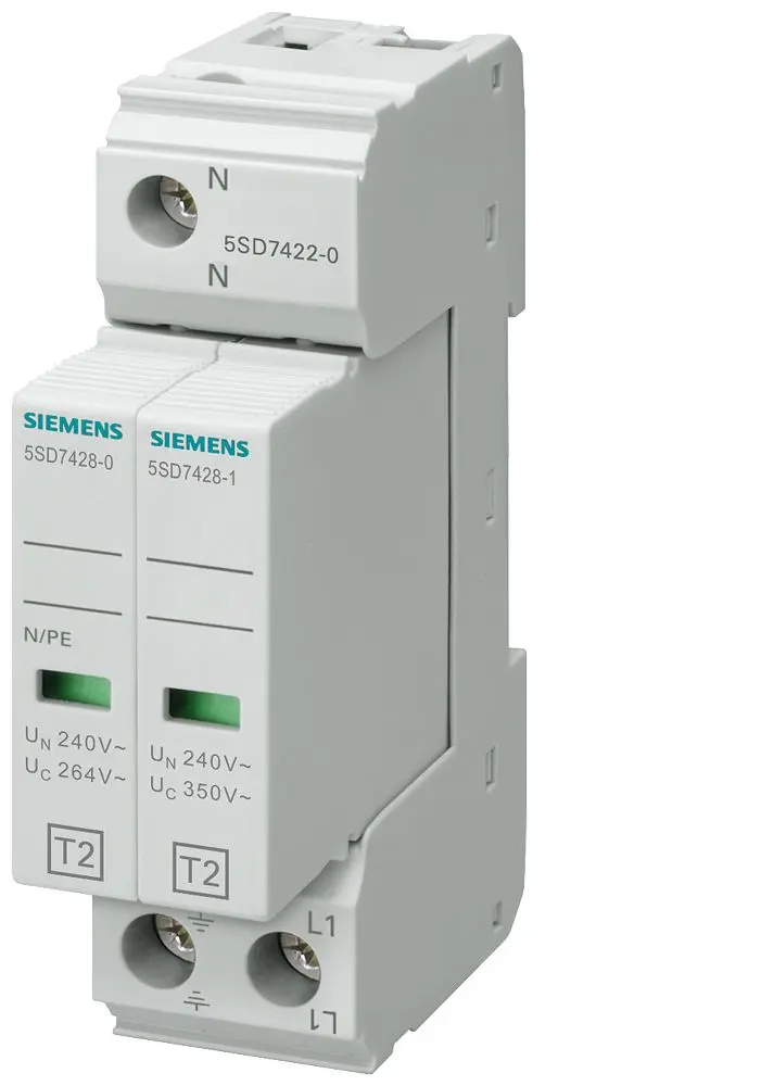Produktfoto 1 von Siemens, Überspannungsschutz, 1-phasig 25 kA DIN-Hutschiene 5SD
