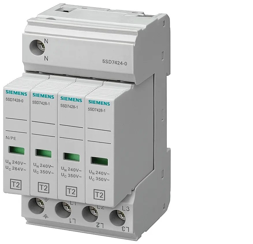 Produktfoto 1 von Siemens, Überspannungsschutz, 1-phasig 25 kA DIN-Hutschiene 5SD