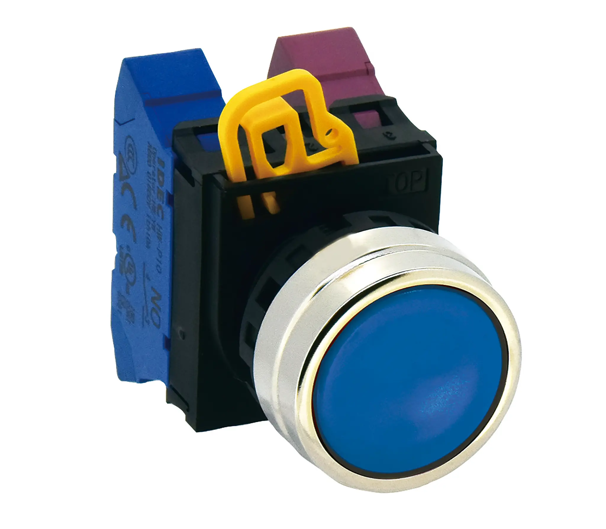 Produktfoto 1 von Idec YW4B Drucktastenkopf Ø 22 mm, Blau Tastend Rund Rund Kunststoff, IP65
