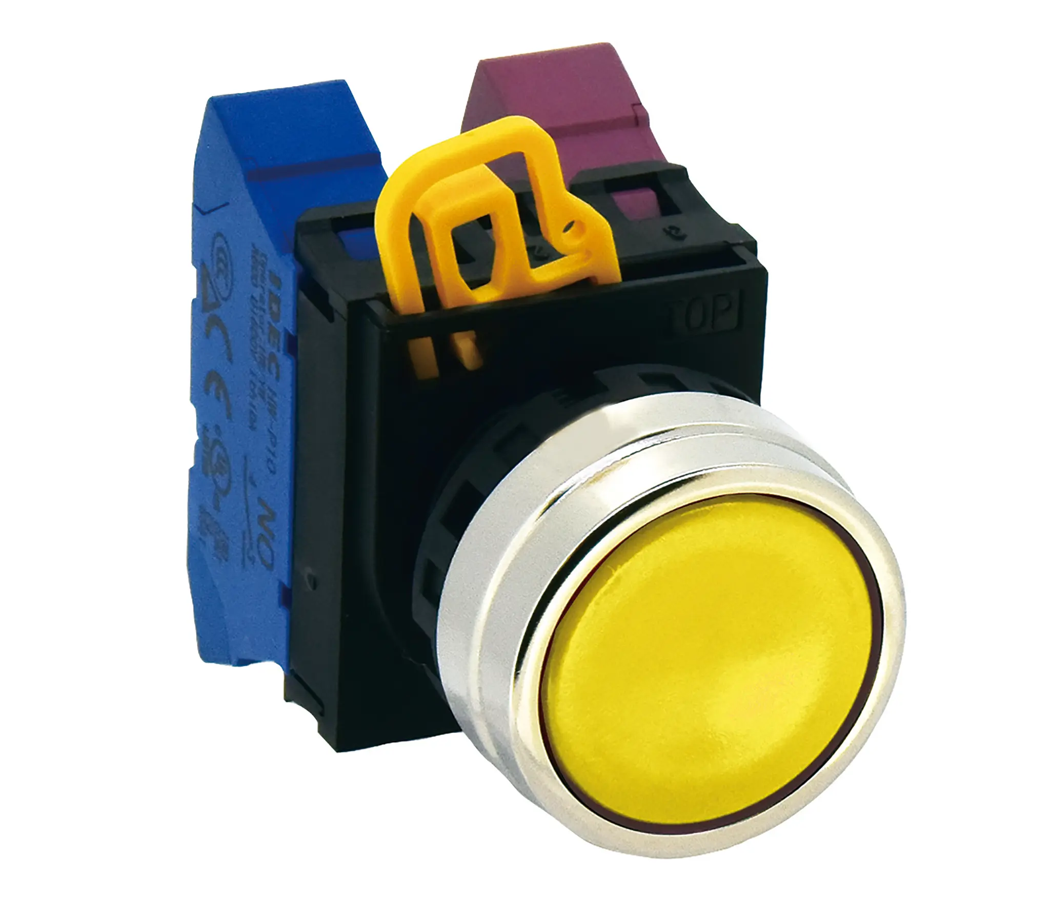 Produktfoto 1 von Idec YW4B Drucktastenkopf Ø 22 mm, Gelb Tastend Rund Rund Kunststoff, IP65