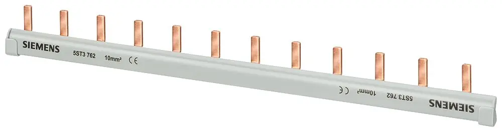Produktfoto 1 von Siemens, 5ST Reihe Stromschiene, 1 -phasig 63 A, Kupfer, 18 mm Raster, SENTRON Reihe