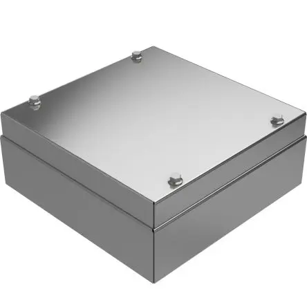 Produktfoto 1 von RS PRO; Universalgehäuse; Edelstahl 304; Grau; IK08, IK09 IP66 Breite 200 mm Höhe 200 mm Länge 80 mm