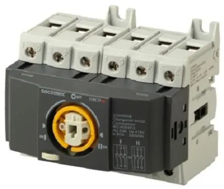 Produktfoto 1 von Socomec 2230 Trennschalter ohne Sicherung 3-polig DIN-Hutschiene 0A Grau 3-phasig
