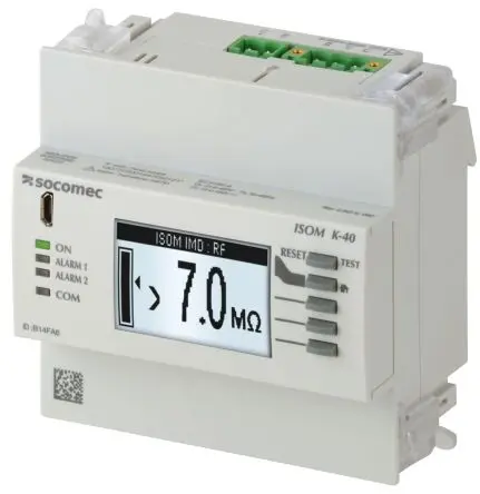 Produktfoto 1 von Socomec 4725 Überwachungsrelais 1-phasig, 2 Wechsler DIN-Hutschiene, 240 V ac 24V ac, 480 V ac