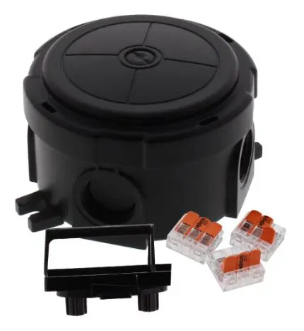 Produktfoto 1 von WISKA Polypropylen Abzweigdose Schwarz RAL 9005 IP66, IP40 4, Ø 82 mm Breite 49 mm Höhe 57 mm Länge 49 mm