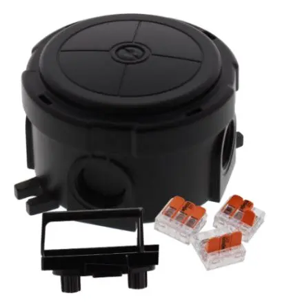 Produktfoto 1 von WISKA Polypropylen Abzweigdose Schwarz RAL 9005 IP66, IP67 4, Ø 82 mm Breite 49mm Höhe 57 mm Länge 49 mm