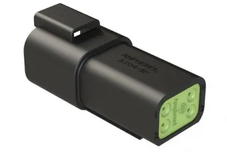 Produktfoto 1 von Amphenol Industrial AT04 Anschlusskabel, Kabel, Steckerbuchse, Crimpbefestigung, Stecker, 4-polig, Schwarz / 2-reihig