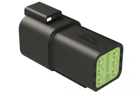 Produktfoto 1 von Amphenol Industrial AT04 Anschlusskabel, Kabel, Steckerbuchse, Crimpbefestigung, Stecker, 6-polig, Schwarz / 3-reihig,