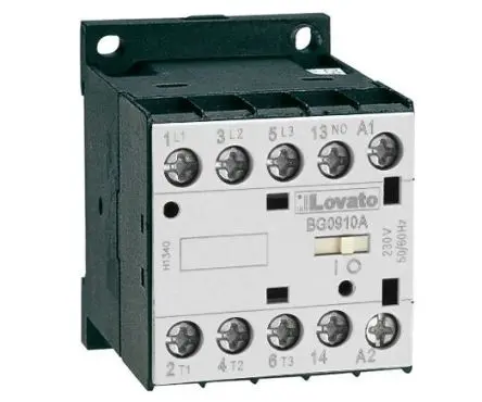 Produktfoto 1 von Lovato Schütz 400V ac-Spule, 3-polig / 9 A 5 kW 1 Öffner 1-Hilfskontakte