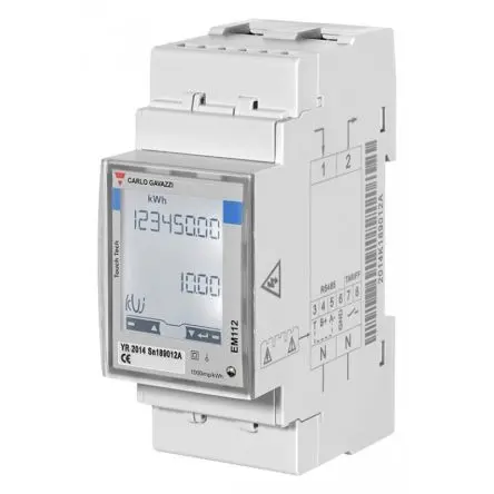 Produktfoto 1 von Carlo Gavazzi EM112 Energiemessgerät LCD 90 mm x 35 mm 1-phasig, 8-stellig / 1-phasig 1 Eing. Impulsausgang