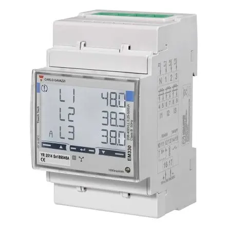 Produktfoto 1 von Carlo Gavazzi EM330 Energiemessgerät LCD 91 mm x 54 mm Energiemessgerät, 8-stellig / 3-phasig 1 Eing. Impulsausgang
