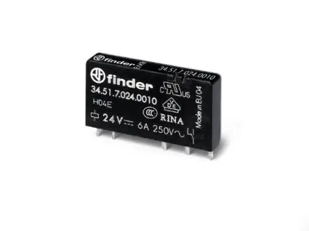 Produktfoto 1 von Finder 34 Relais ohne Verriegelung 12V dc Spule 1-poliger Umschalter DIN-Hutschiene 6A 840 Ω 170 mW