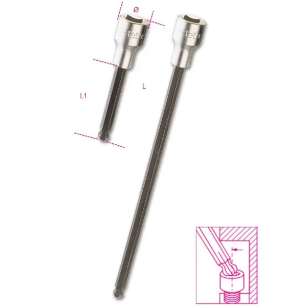 Produktfoto 1 von BETA 12.7 mm 5L mm Sechskant-Kugelkopf Schraubbit, Sechskant, 1-teilig, 100 mm