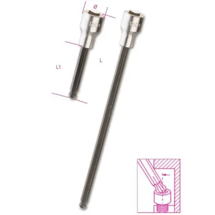 BETA 12.7 mm 10L mm Sechskant-Kugelkopf Schraubbit, Sechskant, 1-teilig, 140 mm