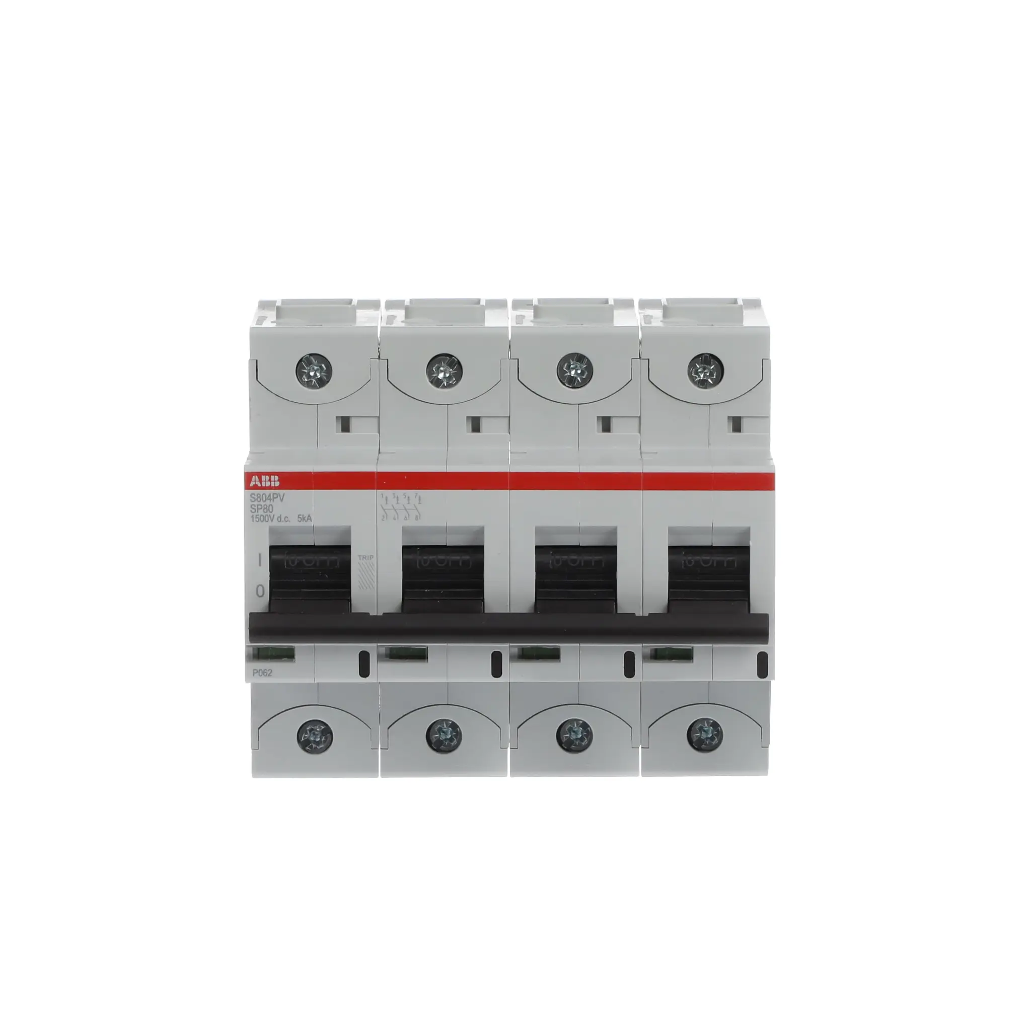Produktfoto 1 von ABB S800PV Miniaturüberlastschalter Typ B, Pol 4-polig 80 A, Abschaltvermögen 5 kA S800PV 1500 V dc