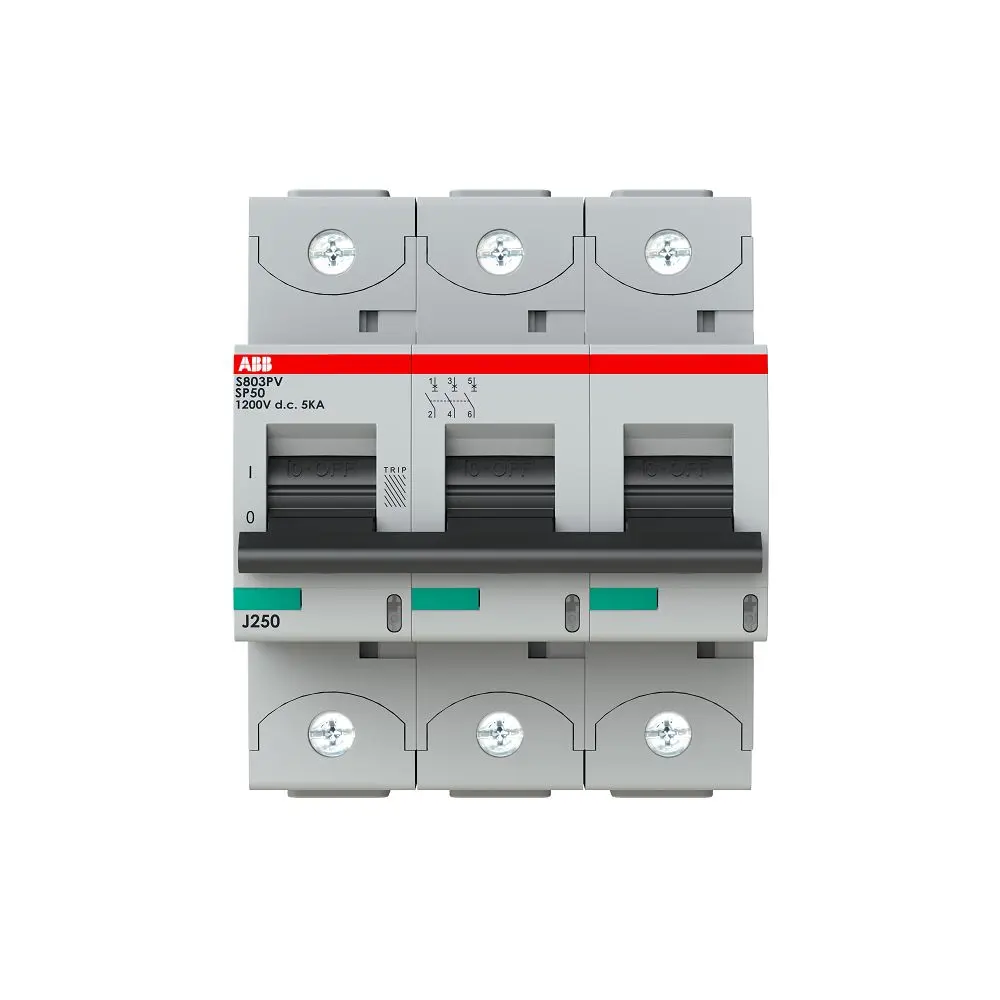 Produktfoto 1 von ABB S800PV Miniaturüberlastschalter Typ B, Pol 3-polig 50 A, Abschaltvermögen 5 kA S800PV 1200 V dc