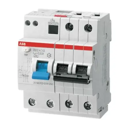 Produktfoto 1 von ABB RCBO DS202 DS200 FI/LS-Schalter (RCBO) 63A, 2-polig Typ B