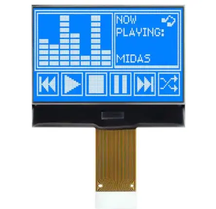 Produktfoto 1 von Midas MCCOG128064B12W-BNMLW Monochrom LCD, Graphisch LED Weiß 128 x 64 128 x 64 Pixel, Hintergrund Blau, Parallel/SPI