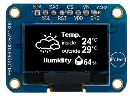 Produktfoto 1 von Midas 0.96 Zoll Weiß OLED-Display 128 x 64 Pixel, 21.74 x 10.86 mm Passiv-Matrix COB I2C