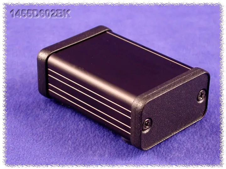 Produktfoto 1 von Hammond 1455D602; Gehäuse; Aluminium-Strangpressprofil; Hell eloxiert, Schwarz anodisiert IP54 Breite 45 mm Höhe 25 mm