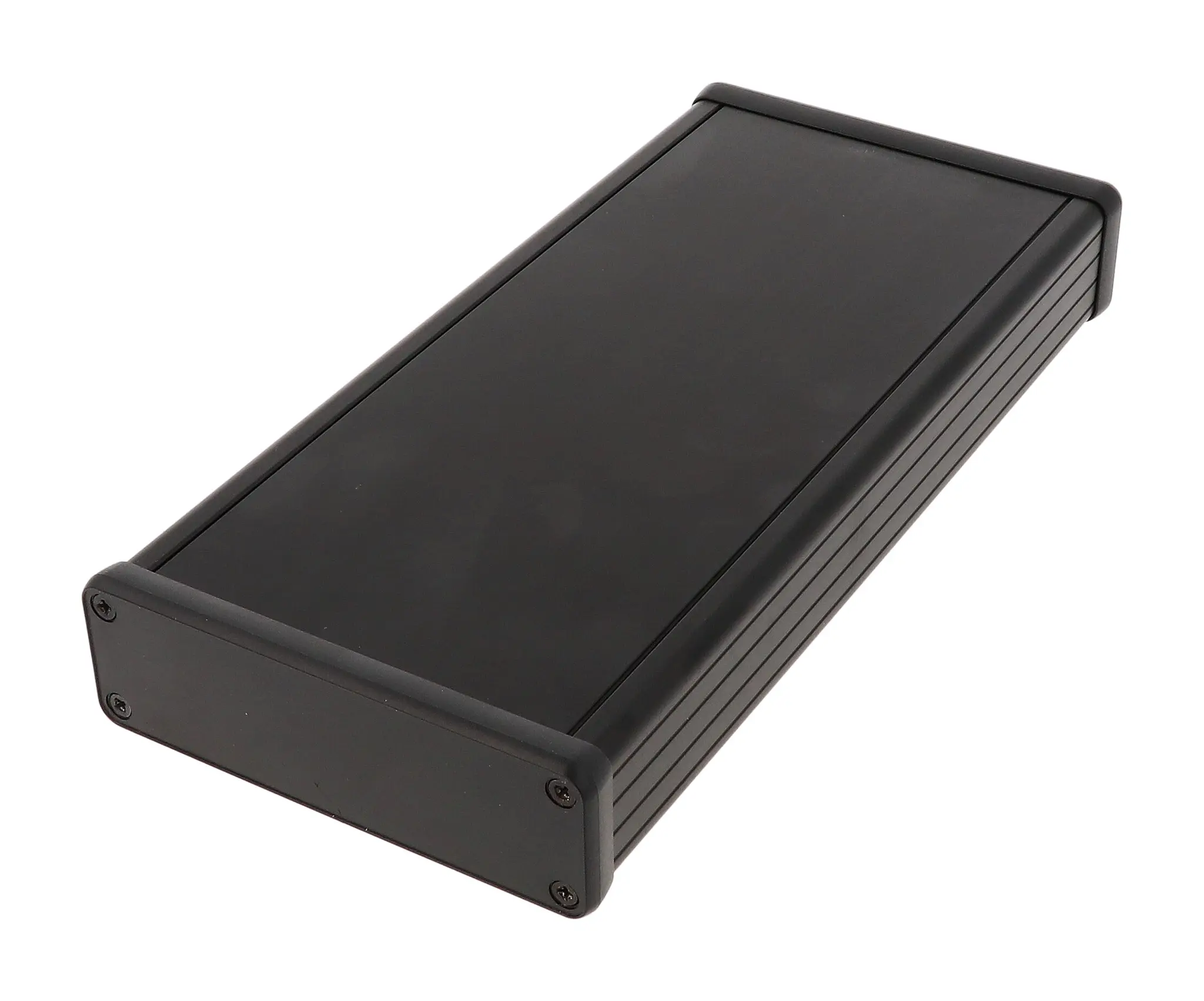 Produktfoto 1 von Hammond 1455L2202; Gehäuse; Aluminium-Strangpressprofil; Schwarz IP54 Breite 103 mm Höhe 31 mm Länge 220 mm