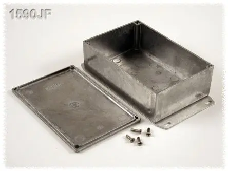 Produktfoto 1 von Hammond 1590JF; Gehäuse; Aluminiumdruckguss; Schwarz Geflanscht IP54 Breite 95 mm Höhe 49 mm Länge 145 mm
