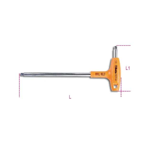 Produktfoto 1 von BETA metrisch  Innensechskant-Schlüssel 1/4Zoll T-Griff lang